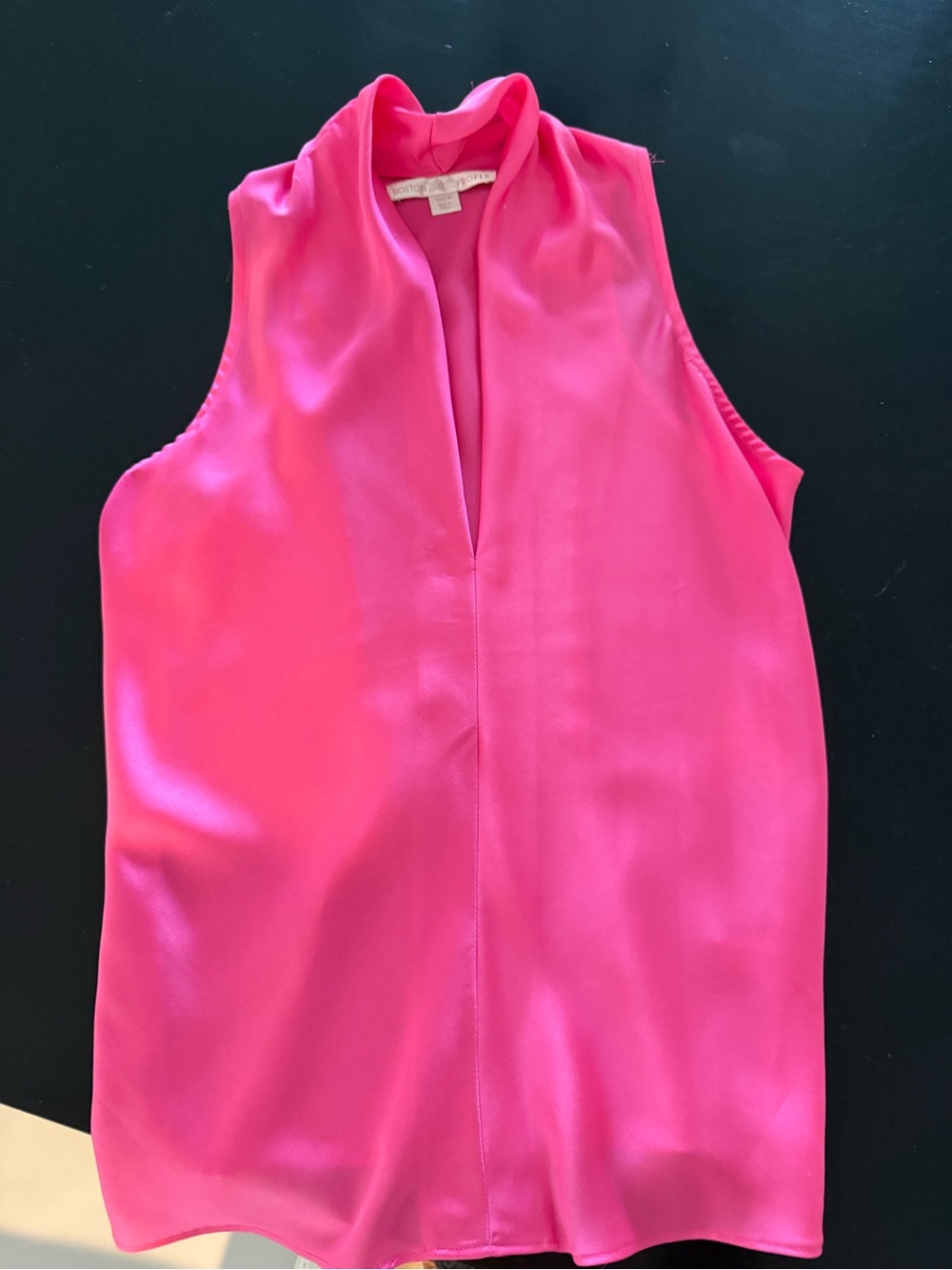 Boston Proper Bright Pink Sleeveless V-Neck Silk Top size 0